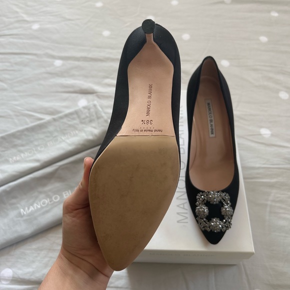 Manolo Blahnik Hangisi in Black Satin - Picture 4 of 6